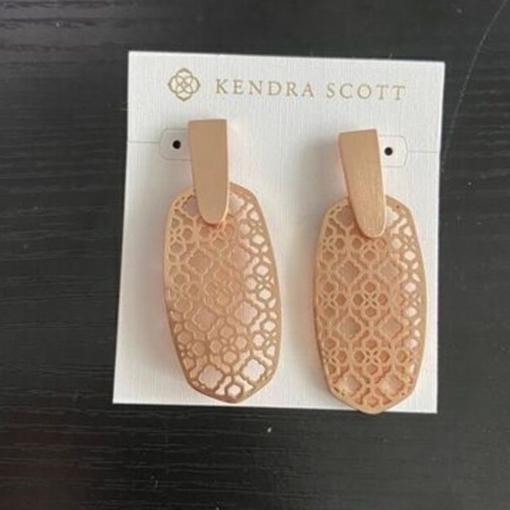 Kendra Scott Diane Statement Earrings Rose Gold‎ Filigree Drop Earrings NEW